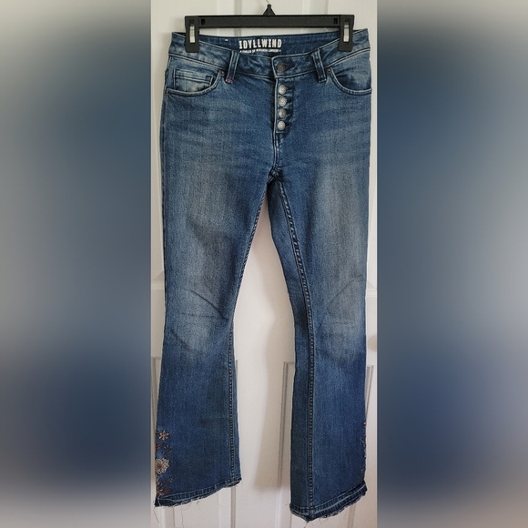 Idyllwind Miranda Lambert Floral Embroidered Front Button Bootcut Jeans Size 4 - Picture 1 of 9